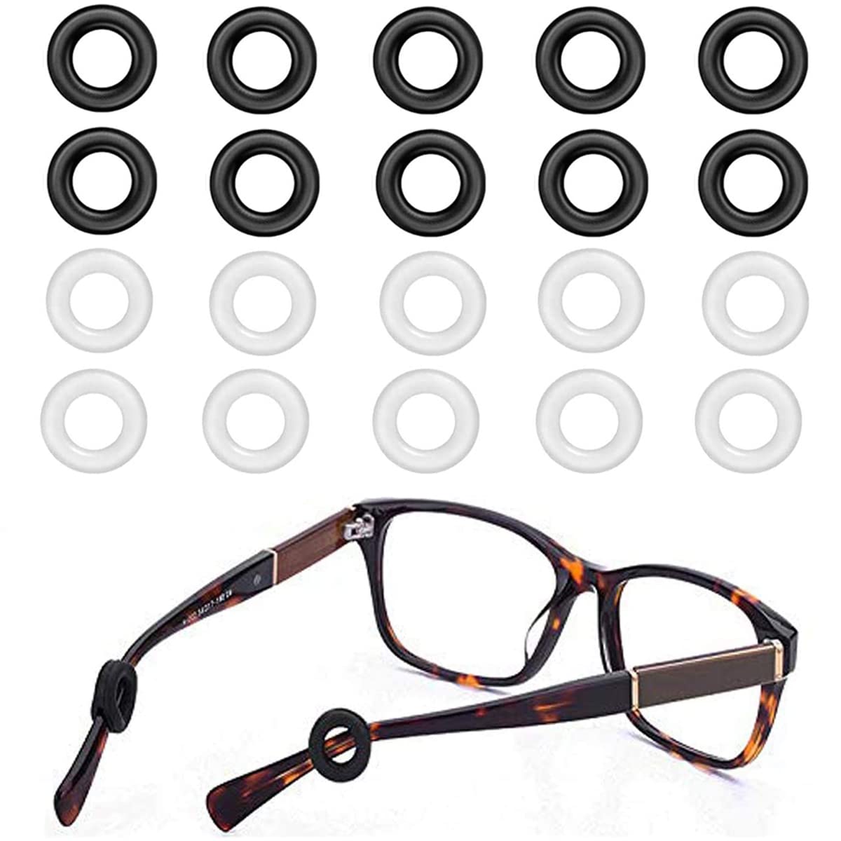 HASTHIP 10 Pairs Glasses Ear Grip Silicone Eyeglasses Temple Tip Sleeve Retainer Holder, Comfort Anti-Slip Glasses Retainers for Spectacle Sunglasses Reading Eyewear (Black+Clear) HASTHIP 10 Pairs Glasses Ear Grip Silicone Eyeglasses Temple Tip Sleeve Retainer Holder, Comfort Anti-Slip Glasses Retainers for Spectacle Sunglasses Reading Eyewear (Black+Clear)